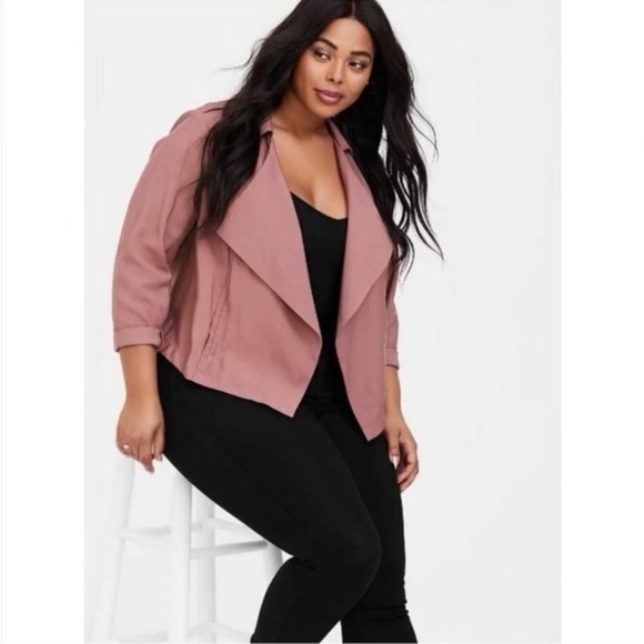 Torrid Mauve Pink Open Front Twill Jacket Size 3X - Picture 1 of 16
